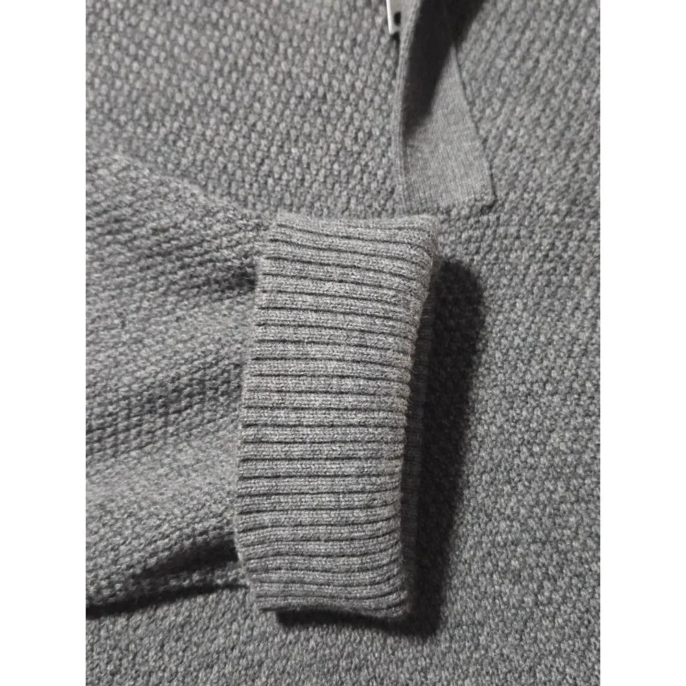 Banana Republic Charcoal Gray Textured Quarter Zip Pullover Sweater Size M